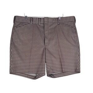 Vintage Farah Plaid Shorts Mens 42 Brown White 7 inch Inseam Polyester US Made